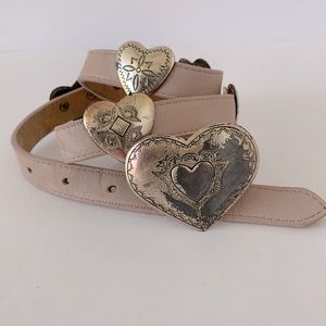 Vintage Justin cowhide pink heart belt